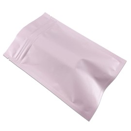 WACCOMT Pack Pack of 100 Matte Aluminium Foil Packaging Bag Zip Self Seal Flat Bag Food Storage Odour-Proof Mylar Bags (Matt Pink, 12 x 18 cm (4.7 x 7.1 inch))