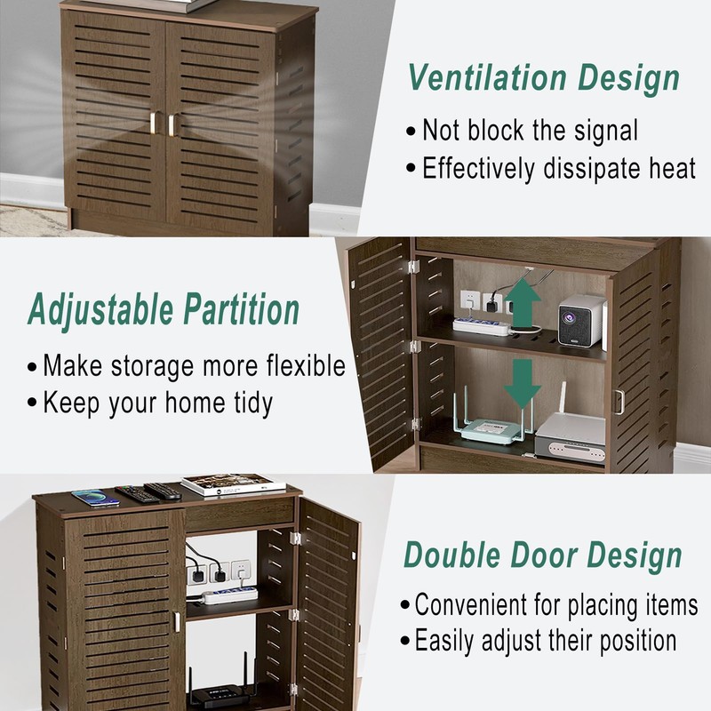 LXSEHN WiFi Router Storage Cabinet, PVC Floor Standing Router Storage