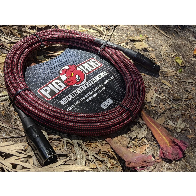 Pig Hog PHM20BRD Black/Red Woven High Performance XLR Microphone Cable,