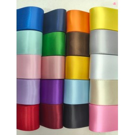 Chenkou Craft 20 Yards 1 1/2 Inch (40mm) Double Face Polyester Satin Ribbon Ribbons Craft Pack Hair Bow Jewelry Making (Multi-Colored, 1 1/2"(40mm))