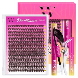 Lash Extension Kit 280PCS Eyelash Clusters 40D DIY Eyelash Extension Individual Lashes Natural Lash Clusters Kit with Lash Bond and Seal, Remover and Tweezers(D-Mix9-16mm)