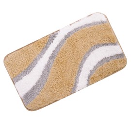 KAMA BRIDAL Microfiber Bath Mat Non-Slip Bathroom Floor Rugs Fast Water Absorbent Shower Mat Ultra Soft Bath Rug Anti-Slip Backing Machine Wash Beige 12x24