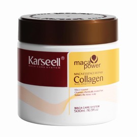 Karseell Mascarilla Capilar Con Colágeno, 500 ml | Mascarilla capilar con colágeno y aceite de argán; ayuda a suavizar cabello seco, maltratado y con frizz