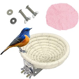 Qanye Bird Nest, Cotton Rope, Bird Nest for Cages, Breeding Nest for Birds, with Flannel Cloth and 2 Mounting Screws, for Hatching and Nesting Small and Medium Parrots