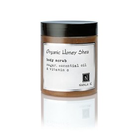 Organic Honey Shea Body Scrub Made in USA with Essential Oil and Vitamin C by Nabila K - Exfoliate and Moisturize for Smooth Skin - Luxury for Women & Men, 10 oz