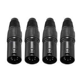 sourcing map 4pcs 5 Pin XLR Male Connector, Microphone Audio Cable Plug Mic Socket Accessories for Mixer, Power Amplifier, Black-2.64 inch