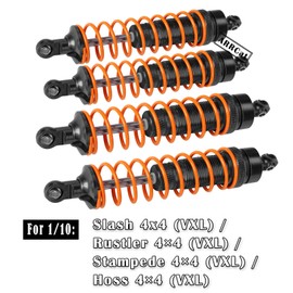 ARRCat Big Bore RC Shock for Slash 4WD 4x4 Upgrades Parts, 1/10 Stampede 4WD 4x4,Hoss 4WD 4x4，Rustler 4WD 4x4,4PCS Aluminum Full Metal Front Rear Shocks Absorber,Replace 5862,Black