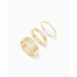 gorjana Women's Rose Ring Set, 18k Gold Plated, Set of 3 Flat High Shine Bands, Size 8