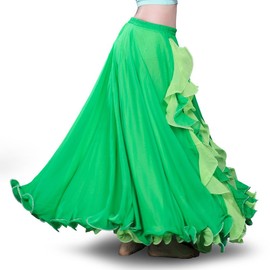 Royal SMEELA - Falda de gasa para danza del vientre para mujer, Verde, L