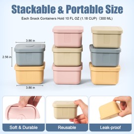 AOEDEO 8 pcs 10 oz Silicone Snack Containers with Lids Silicone Food Storage Containers, Baby Snack Container Small Lunch Container for Kids, Daycare, School and Travel