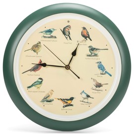 Mark Feldstein, The Original Singing Bird Wall Clock, 13 Inch, Green