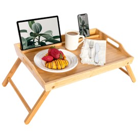ROSSIE HOME Extra Large Bamboo Bed Tray, Lap Tray, Lap Desk with Phone Holder - Fits up to 17.3 Inch Laptops and Most Tablets - Natural - Style No. 78107