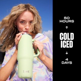 S'well Recycled Stainless Steel Tumbler XL with Straw and Handle, 40oz, Pistachio, Triple Layered Vacuum Insulated Containers Keeps Drinks Cold for 50 hours and Hot for 10