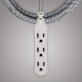 Habitat 8ft Braided Extension Cord, 3-Outlet Power Strip, Low Profile Plug Adapter