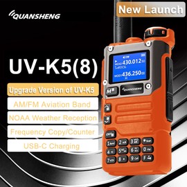 Quansheng UV-K5(8) Radio USB-C Charging Cable Two Way Radio Long Range with NOAA for Adults 5W U/V Dual Band DTMF AM FM Walkie Talkie with USB-C Cable