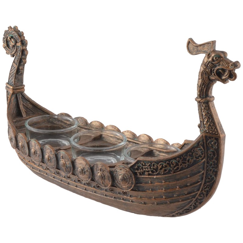 Nordic Drakar Viking Ship Tea Light Holder Bronze 3 Tea