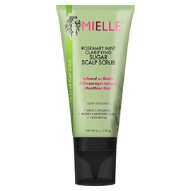 Mielle Organics Rosemary & Mint Sugar Exfoliating Scalp Scrub - Gentle Pre-Shampoo Dry Scalp Treatment for Oil & Product Buildup - Biotin Infused Non-Drying, Moisturizing Formula (6 Fl Oz)