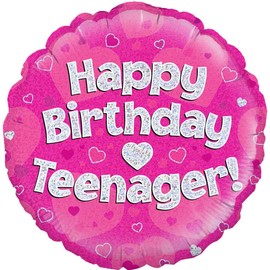 OakTree 229134 18" Happy Birthday Teenager Pink Holographic