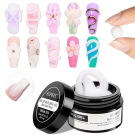 Supwee Solid Sculpture Builder Gel, 3D Nail Gel Milky White Non-Stick Hand Nail Extension Gel for Carving Patterns Decoration Nail Art Emboss Hard Gel for Nails Mnicure DIY at Home 14g(0.49 oz)