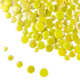 Iridescent Round Glass Mosaic Tiles for Crafts, 500g, Mini Circle Mosaic Glass Pieces for Flower Pots, Vases, Cups, Garden and Home Decoration, DIY Mosaic Accessories (Yellow)
