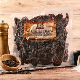 Mahogany Smoked Meats: Peppered Brisket Jerky - 16oz