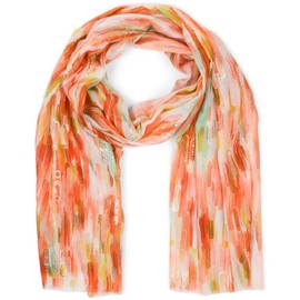 styleBREAKER 01016222 Women's Scarf with Colourful Stripes Colour Gradient Pattern and Metallic Accents, Stole Multicoloured Striped, orange