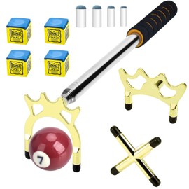 Paifeancodill Retractable Pool Bridge Cue Stick with 3 Removable Bridge Head,4 Pool Cue Tips,4 Pool Cue Chalk Cubes,Billiards Cue Stick Bridge,Replacement Head for Pool,Billiards Accessory for Table