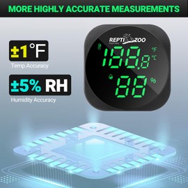 REPTI ZOO Reptile Thermometer Hygrometer, LED Digital Thermo Hygrometer for Reptile Terrarium Pet Rearing Box, Reptile Tank Thermometer Hygrometer with 55.2" Cable USB Power Supply
