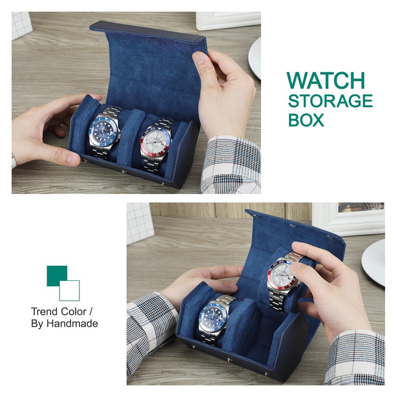 Hiram Hexagon Watch Travel Case Genuine Leather 2 Watch Roll