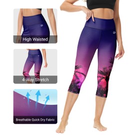 Deerose Ladies Swim Pants Women Lightweight Swimming Leggings SPF 50+ Quick Dry Water Capris Gradient Purple 2XL
