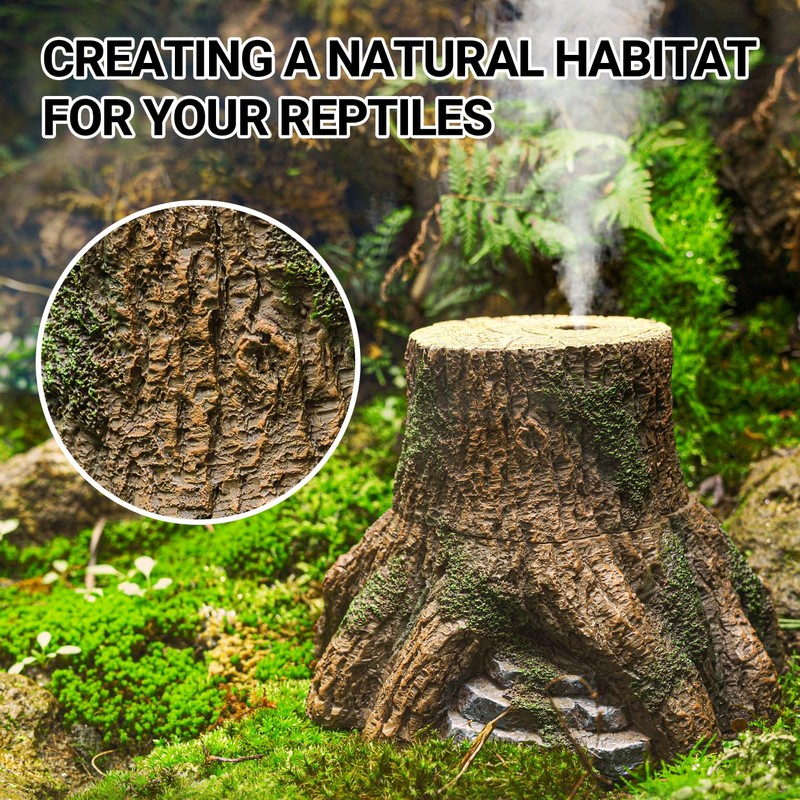 REPTIZOO Reptile Humidifier Fogger, Tree Trunk Humidifier with Top Mist