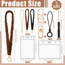HairChrysm Scrunchie Lanyards for ID Badges, Stretchy Lanyard for Women - Teacher Nurse Neck Lanyard with Card Holder for Office, School, Hospital & Cruise, Neutral Colors