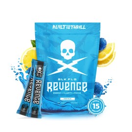 REVENGE BLK FLG Deep Blue Energy Stick Packs Blue Raspberry Lemonade Clean Energy, Focus Support 15 Count