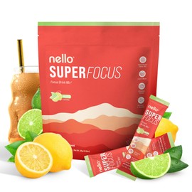 Nello SuperFocus Mojito with Caffeine– Nootropic Focus Drink Mix, 20 On-The-Go Packets, Alpha GPC, Lion’s Mane, Rhodiola, Sugar-Free