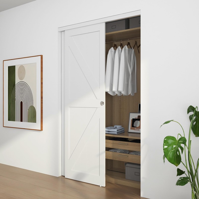 WEWORTH Bypass Sliding Door Track Hardware 96", Wardrobe Closet Door