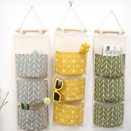 Wall pocket, remote control, nutritional supplement, hanging storage, receipt organization, entrance, car key organization, door cell phone storage pocket BB0274 Yellow