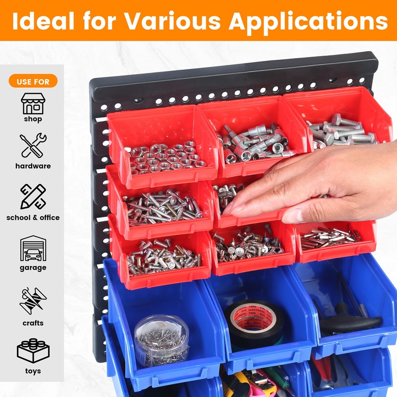 MaxWorks 80694 30-Bin Wall Mount Parts Rack/Storage for your Nuts,