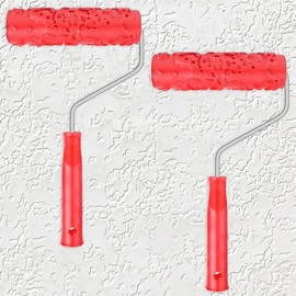 2pcs 7'' Texture Roller Sleeve Wall Texture Stencil Brush Pattern Paint Roller Classic Rubber Embossed Paint Rollers Pattern Decor DIY Paints for Thick Slurry Elastomeric Coatings Not Paints Rollers