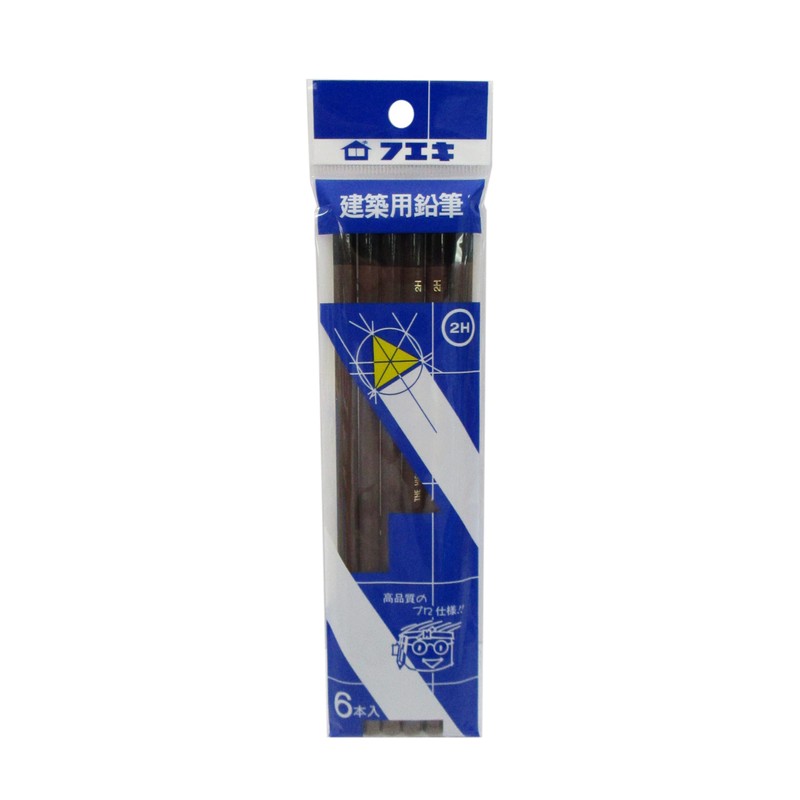 Fueki KE2H-6 Building Pencils, Pack of 6, 2H