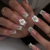 3D Handmade Press on Nails Medium Square Flower Fake Nails