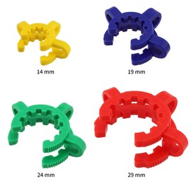 JEUIHAU 32 PCS Plastic Keck Clips, Keck Clamp, Plastic Joint Clips for Glass Standard Conical Interface Joint, 14mm, 19mm, 24mm, 29mm, 4 Sizes and 4 Color