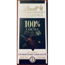 Lindt Unsweetened Dark Chocolate 100% Cocoa EXCELLENCE Bar 1.7 oz 1 Bar