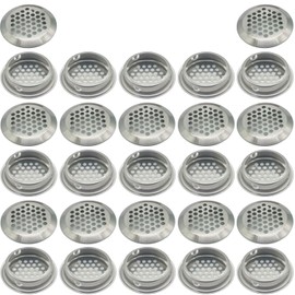 CTRICALVER 27 Pcs Stainless Steel Air Vent Hole Ventilation Louvers | Round, Round Mesh Holes | 35mm Round Ventilation Grille for Kitchen, Bathroom, Cabinet, Wardrobe, or Shoe Cabinet