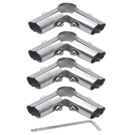 4 Sets of 90 Degree Structural Pipe Connectors, 3-way Metal Connectors, for 3-Way Pipe Clamp end Rail Clamps (for 1" or 25MM OD, Silver)