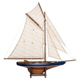 SAILINGSTORY Wooden Ship Model Sailboat Decor Yacht Classic America's Cup Racer Columbia 1901 Replica, Navy