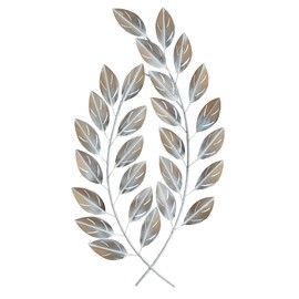 Touch of Class Leaf Simplicity Metal Wall Art Multi Earth | Gold, Charcoal, Taupe and White | Openwork Leaves Sculptures for Bedroom, Living Room, Bathroom, Hallway, Entryway
