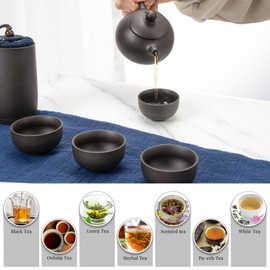 HOMEE Portable Chinese Tea Set,Gongfu Kung Fu Tea Set,Portable All in One Gift Bag for Travel,Home,Gifting,Outdoor and Office