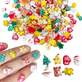 BoAn 200Pcs Mini Resin Christmas Decorations, Fairy Garden Accessories Decorations, Hide Christmas Miniature Figures in The Dark Small Plastic, for Fairy Garden Micro Landscaping Dollhouse Home