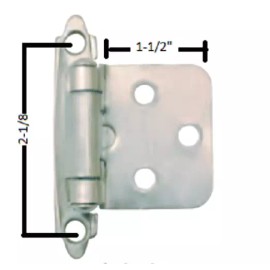H2Brands Model # 98292  1 Pair (2) SELF CLOSING HINGES NICKEL PLATED