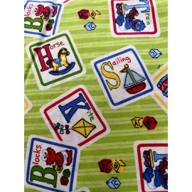 Sesame Street FABRIC A B C Sesame Street Workshop 2007 Green Quilter Sewing BTHY Cotton Rare!